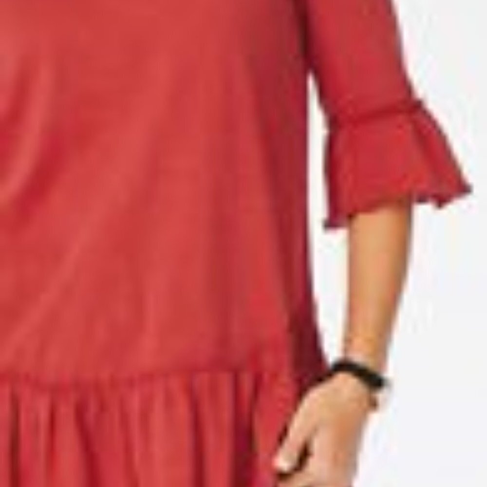 Matilda Jane Coral Red Ruffle Peplum Tunic - Picture 3 of 12